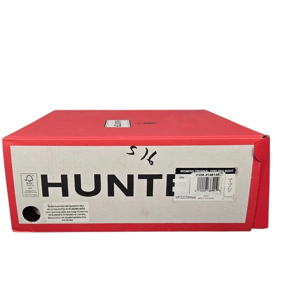 Hunter Original Chelsea Rain Boot Women 6 Black Waterproof Rubber WFS2078RMA NEW
